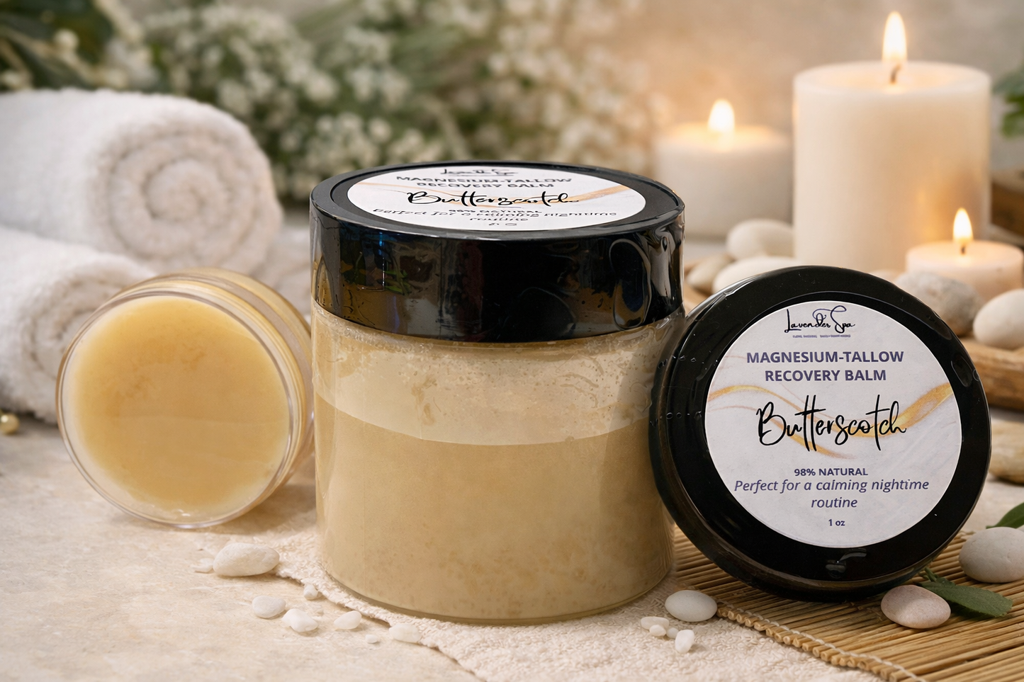 Magnesium Tallow  Recovery Balm - Butterscotch Scented - 1 oz & 2.5 oz